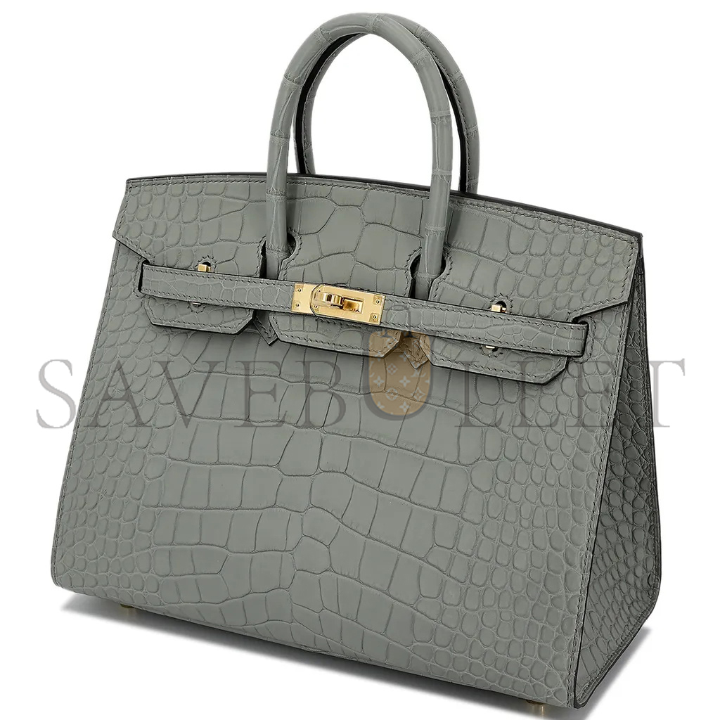 H**mes master birkin 20 crocodile leather crystal grey silver buckle h041350ck05 (20*15.5*11cm)
